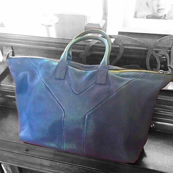 YSL Yves Saint Laurent Pebbled Leather Easy Shoulder Carry All Purse Bag LARGE - Picture 3 of 13